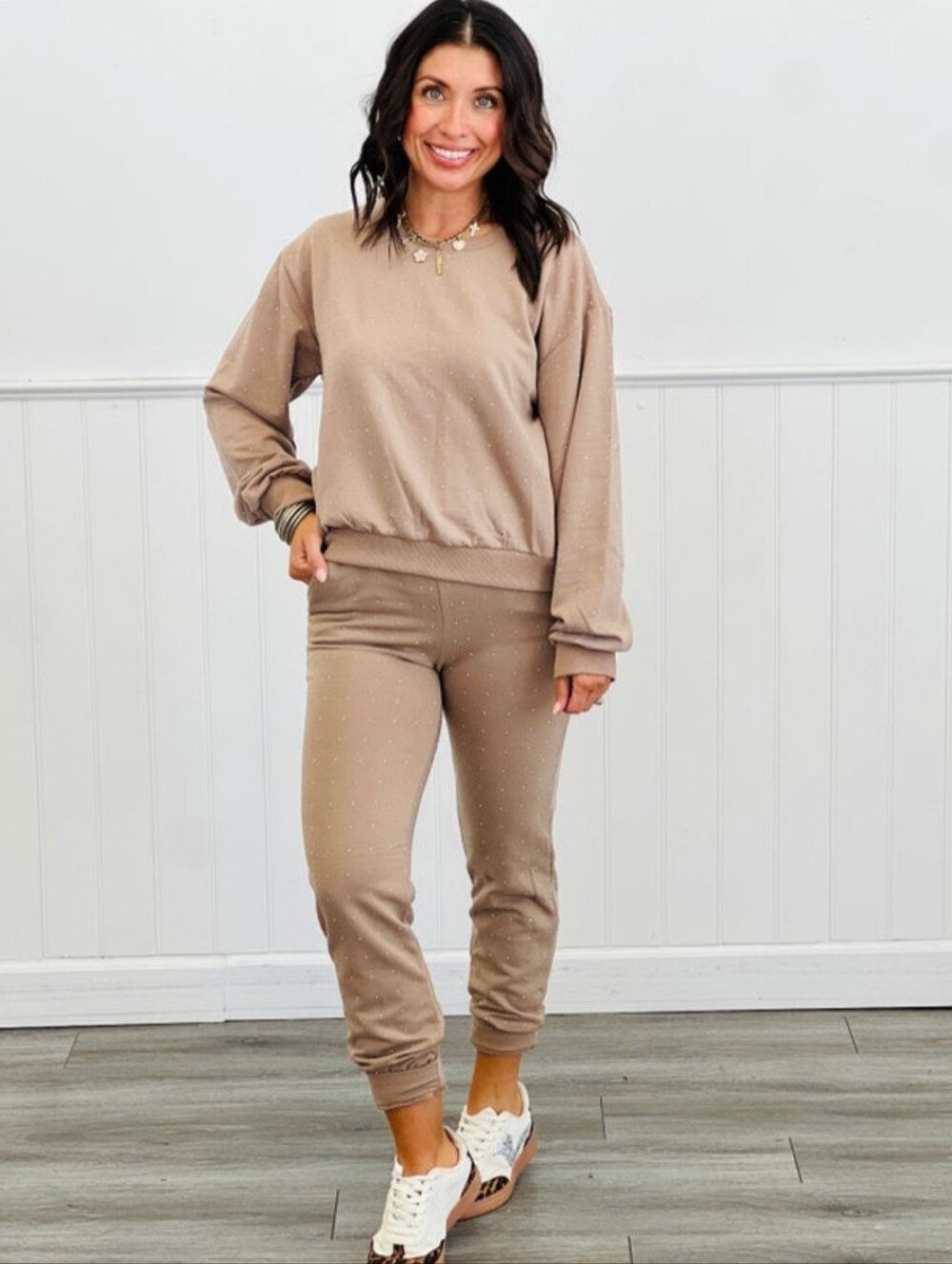Matching Rhinestone Sweater & Jogger Set